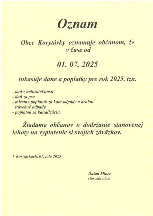 Dane a&nbsp;poplatky r. 2025